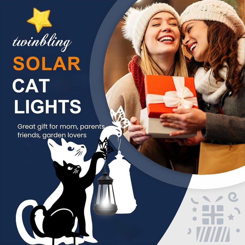 twinbling Black Cat Yard Decorations Outdoor - Solar Lights Outdoor Garden Decor Stake with Butterfly Decorative Metal Housewarming Ornament for Pathway Lawn Patio – Unique Gift for Woman Mom Grandma - Image 3